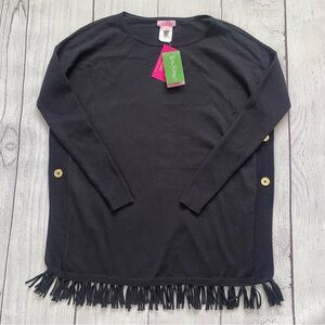 Lilly Pulitzer Navy Blue/Onyx Ramona Fringe Sweater Size XXS